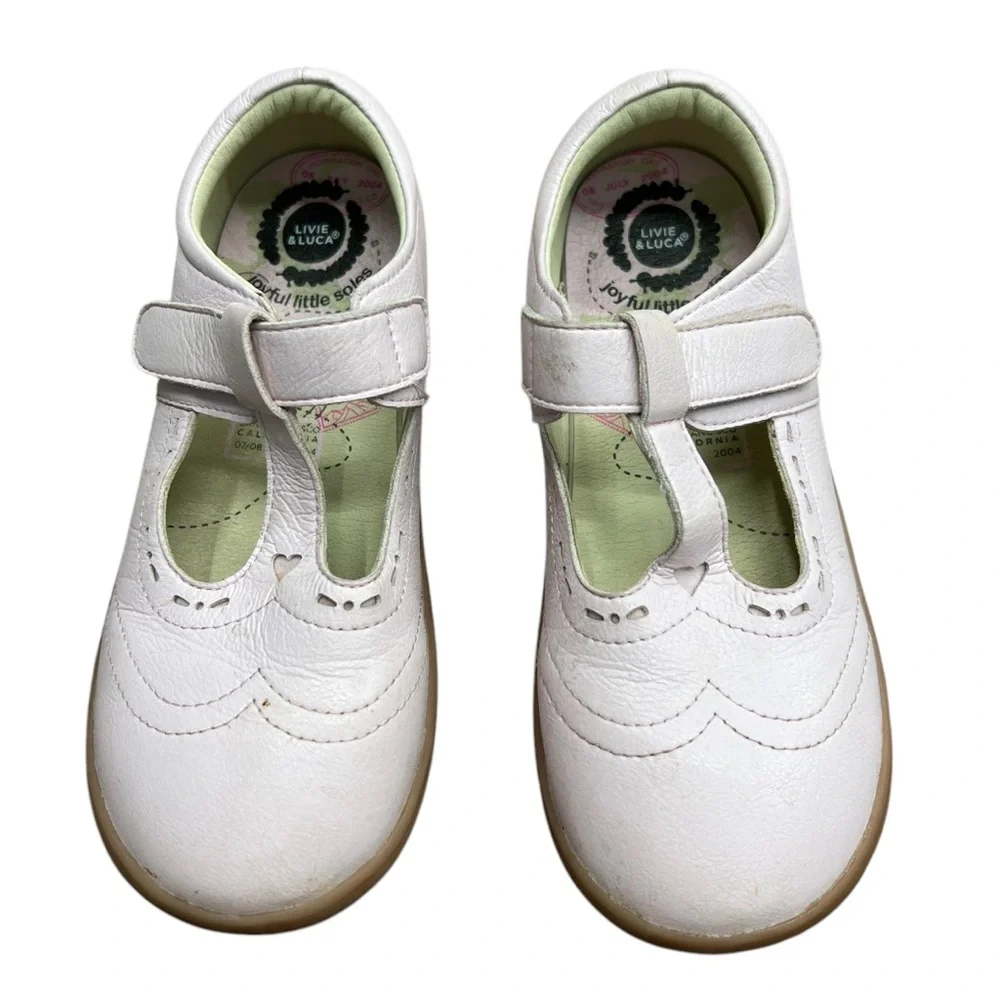 Livie and Luca White Slip On Mary Jane Hook and Loop Shoes Size 1 Youth